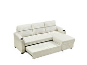 Beige linen upholstery broaching storage sofa by La Spezia additional picture 4
