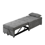 Gray velvet folding ottoman sofa bed additional photo 3 of 9