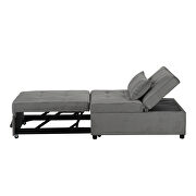 Gray velvet folding ottoman sofa bed additional photo 4 of 9