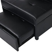 Contemporary black faux leather folding ottoman sofa bed additional photo 2 of 15
