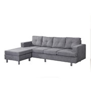 Gray reversible sectional sofa set for living room with l shape chaise lounge by La Spezia additional picture 6