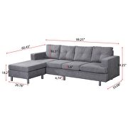 Gray reversible sectional sofa set for living room with l shape chaise lounge by La Spezia additional picture 10