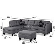 Gray sectional sofa set for living room with left hand chaise lounge and storage ottoman by La Spezia additional picture 9