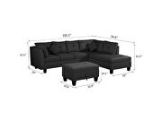Black sectional sofa set for living room with right hand chaise lounge and storage ottoman by La Spezia additional picture 12