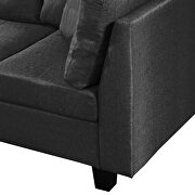 Black sectional sofa set for living room with left hand chaise lounge and storage ottoman additional photo 4 of 8
