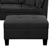 Black sectional sofa set for living room with left hand chaise lounge and storage ottoman by La Spezia additional picture 9