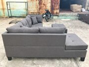 Dark gray sectional sofa set for living room with left hand chaise lounge and storage ottoman by La Spezia additional picture 11