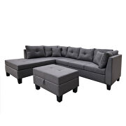 Dark gray sectional sofa set for living room with left hand chaise lounge and storage ottoman by La Spezia additional picture 17