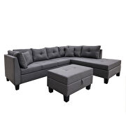 Dark gray sectional sofa set for living room with right hand chaise lounge and storage ottoman additional photo 2 of 6