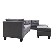 Dark gray sectional sofa set for living room with right hand chaise lounge and storage ottoman additional photo 3 of 6