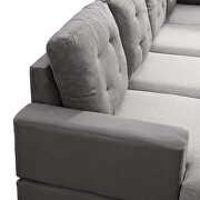 Gray fabric sectional sofa with chaise lounge and storage ottoman by La Spezia additional picture 13