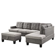 Gray fabric sectional sofa with chaise lounge and storage ottoman by La Spezia additional picture 4
