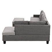 Gray fabric sectional sofa with chaise lounge and storage ottoman by La Spezia additional picture 5