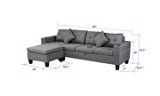 Gray reversible sectional sofa set for living room with l shape chaise lounge by La Spezia additional picture 13