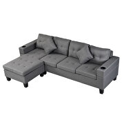 Gray reversible sectional sofa set for living room with l shape chaise lounge additional photo 5 of 12