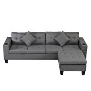 Gray reversible sectional sofa set for living room with l shape chaise lounge by La Spezia additional picture 10