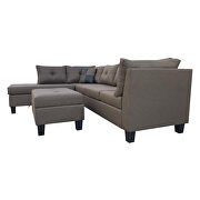 Brown linen fabric 3-piece sofa with left chaise lounge and storage ottoman by La Spezia additional picture 5