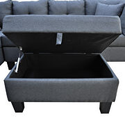 Dark gray fabric 3-piece sofa with left chaise lounge and storage ottoman by La Spezia additional picture 3