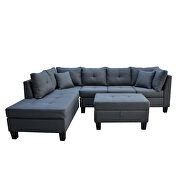 Dark gray fabric 3-piece sofa with left chaise lounge and storage ottoman by La Spezia additional picture 5
