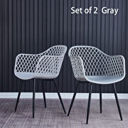 Gray color set of 2 dining plastic chairs for dining room additional photo 4 of 11