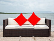Creme cushion with black core patio sectional wicker rattan sofa 3 piece set by La Spezia additional picture 2