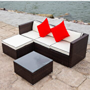Creme cushion with black core patio sectional wicker rattan sofa 3 piece set by La Spezia additional picture 11