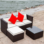 Creme cushion with black core patio sectional wicker rattan sofa 3 piece set by La Spezia additional picture 12