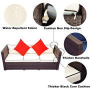 Creme cushion with black core patio sectional wicker rattan sofa 3 piece set by La Spezia additional picture 3