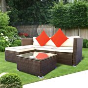 Creme cushion with black core patio sectional wicker rattan sofa 3 piece set by La Spezia additional picture 4