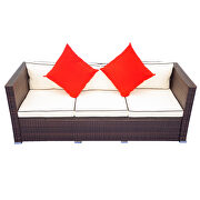 Creme cushion with black core patio sectional wicker rattan sofa 3 piece set by La Spezia additional picture 7