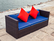 Blue cushion with white core patio sectional wicker rattan sofa 3 piece set by La Spezia additional picture 2