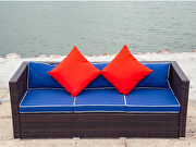Blue cushion with white core patio sectional wicker rattan sofa 3 piece set additional photo 3 of 17