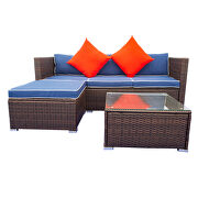 Blue cushion with white core patio sectional wicker rattan sofa 3 piece set by La Spezia additional picture 4