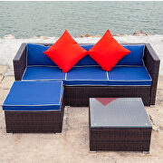 Blue cushion with white core patio sectional wicker rattan sofa 3 piece set by La Spezia additional picture 6