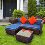 Blue cushion with white core patio sectional wicker rattan sofa 3 piece set by La Spezia additional picture 8