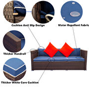 Blue cushion with white core patio sectional wicker rattan sofa 3 piece set by La Spezia additional picture 9