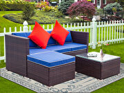 Blue cushion with white core patio sectional wicker rattan sofa 3 piece set by La Spezia additional picture 10