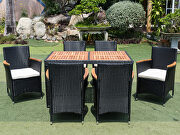 Black rattan 7-piece outdoor patio wicker dining set w/acacia wood top by La Spezia additional picture 5