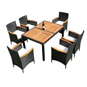 Black rattan 7-piece outdoor patio wicker dining set w/acacia wood top by La Spezia additional picture 7