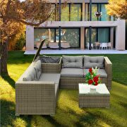 4 piece patio sectional wicker rattan outdoor furniture sofa set by La Spezia additional picture 17