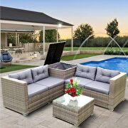4 piece patio sectional wicker rattan outdoor furniture sofa set by La Spezia additional picture 5
