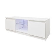 White TV stand with lights, modern led tv cabinet with storage drawers by La Spezia additional picture 13