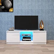 White TV stand with lights, modern led tv cabinet with storage drawers by La Spezia additional picture 16