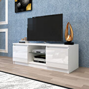 White TV stand with lights, modern led tv cabinet with storage drawers by La Spezia additional picture 4