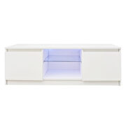 White TV stand with lights, modern led tv cabinet with storage drawers by La Spezia additional picture 6