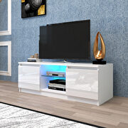White TV stand with lights, modern led tv cabinet with storage drawers by La Spezia additional picture 9