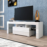 White entertainment TV stand, large tv stand tv base stand with led light tv cabinet by La Spezia additional picture 14