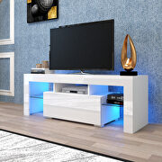 White entertainment TV stand, large tv stand tv base stand with led light tv cabinet by La Spezia additional picture 3