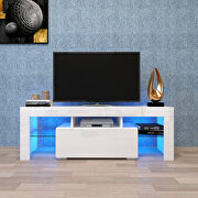 White entertainment TV stand, large tv stand tv base stand with led light tv cabinet by La Spezia additional picture 4