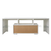 White entertainment TV stand, large tv stand tv base stand with led light tv cabinet by La Spezia additional picture 5